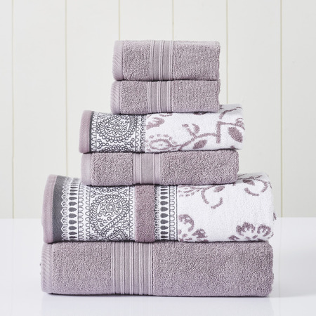 Modern Threads Modern Threads 6-Piece Yarn Dyed Jacquard/Solid towel set Ophelia Orchid 5YDJQOPE-ORD-ST